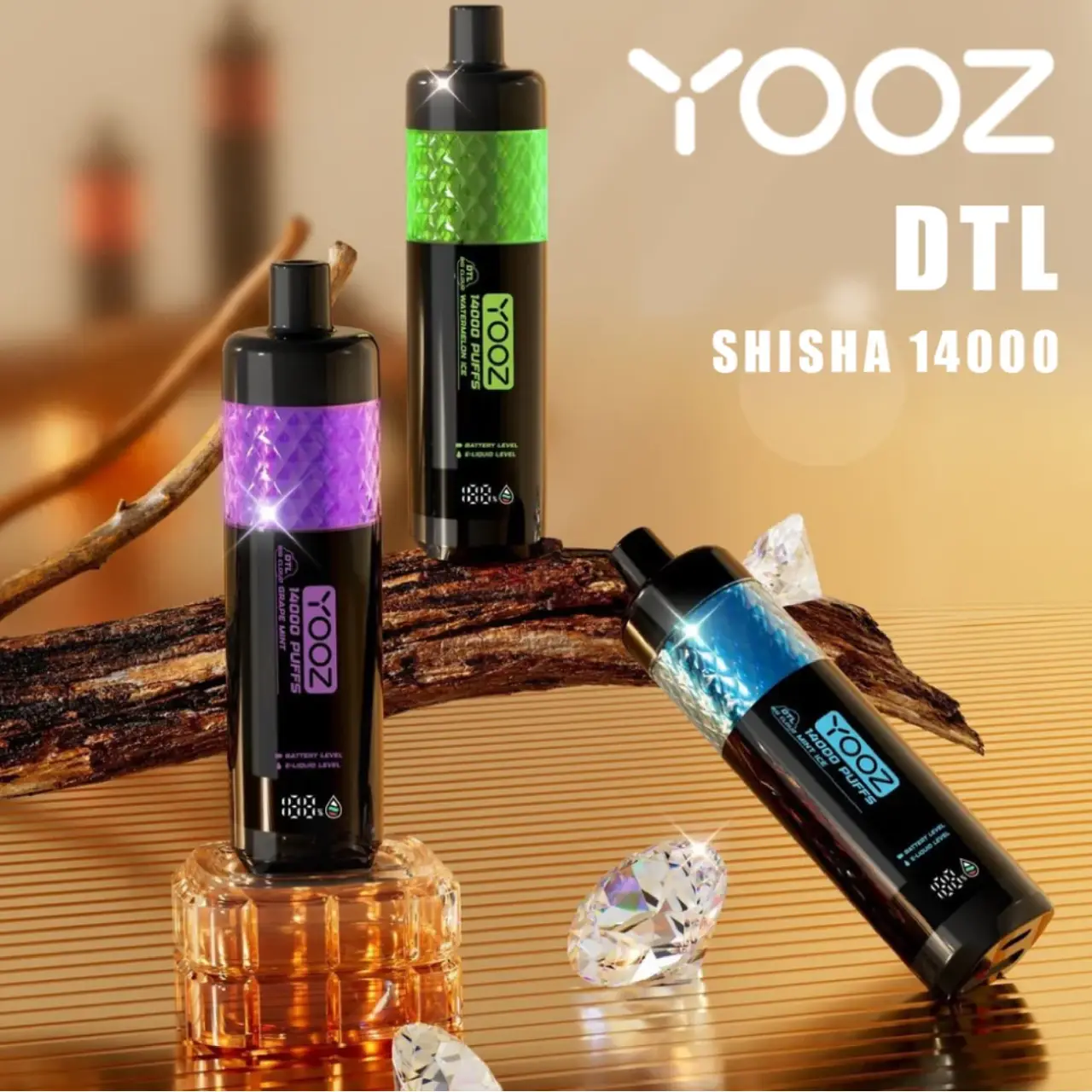 【买1送1】YOOZ 柚子水烟 SHISHA DTL 14000口 24ml 陶瓷双网 滑动调阻 智能屏显 一次性电子烟